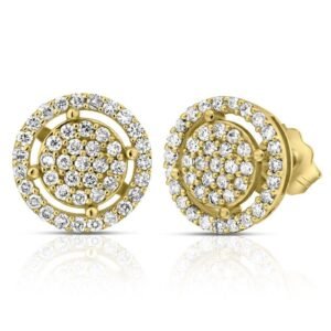 עגילי Double Halo Pave