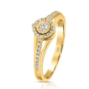 טבעת Golden Halo Solitaire
