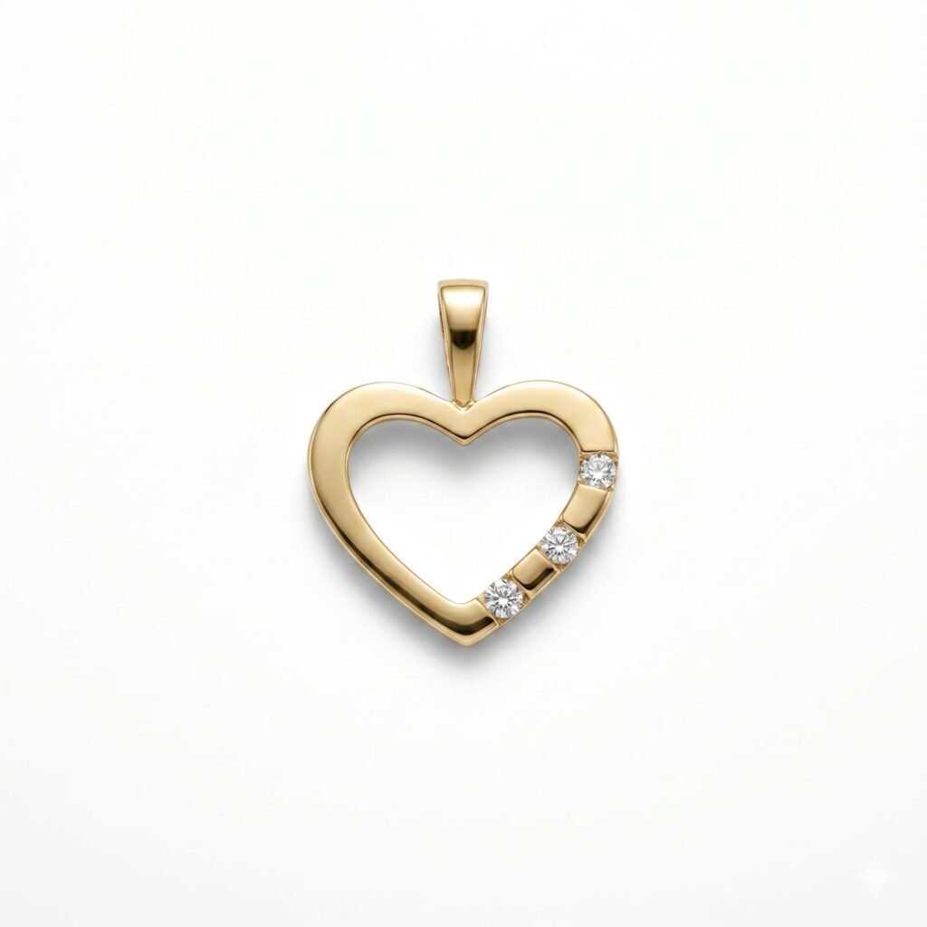 תליון Side-Sparkle Heart כללי, תליוני זהב משובץ זרקונים