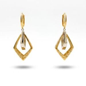 עגילי "Geometric Diamond" – יוקרה דו-גוונית