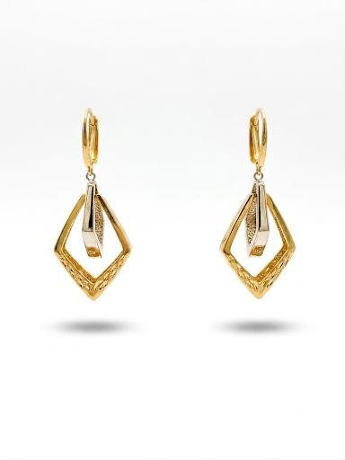 עגילי "Geometric Diamond" – יוקרה דו-גוונית עגילי זהב משובץ זרקונים