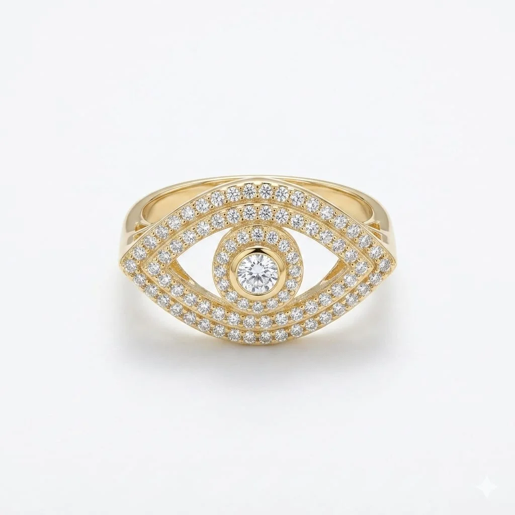 טבעת Golden Gaze טבעות זהב משובץ זרקונים